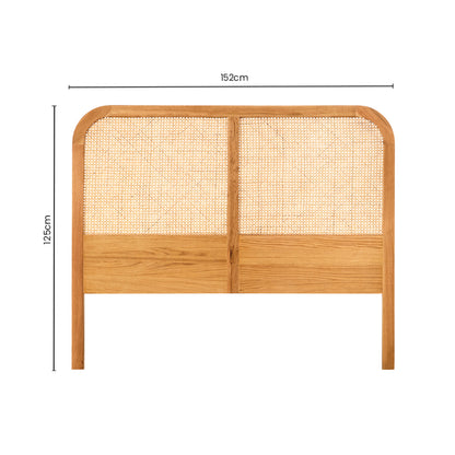 Austin Rattan and Oak Wood Double Bed Headboard | Bali & Blue