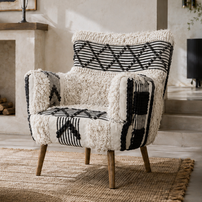 Aztec Berber Style Mango Wood Armchair | Bali & Blue