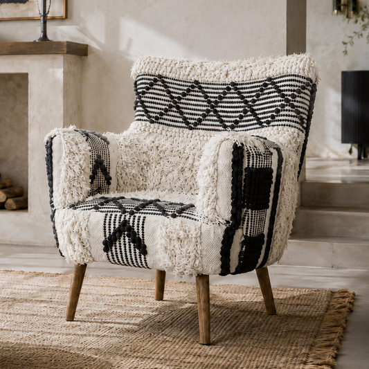 Aztec Berber Style Mango Wood Armchair | Bali & Blue