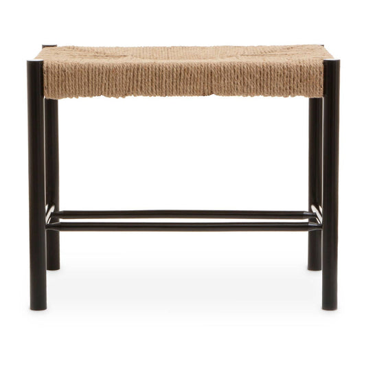 Bali Natural Rope and Black Wood Small Bench