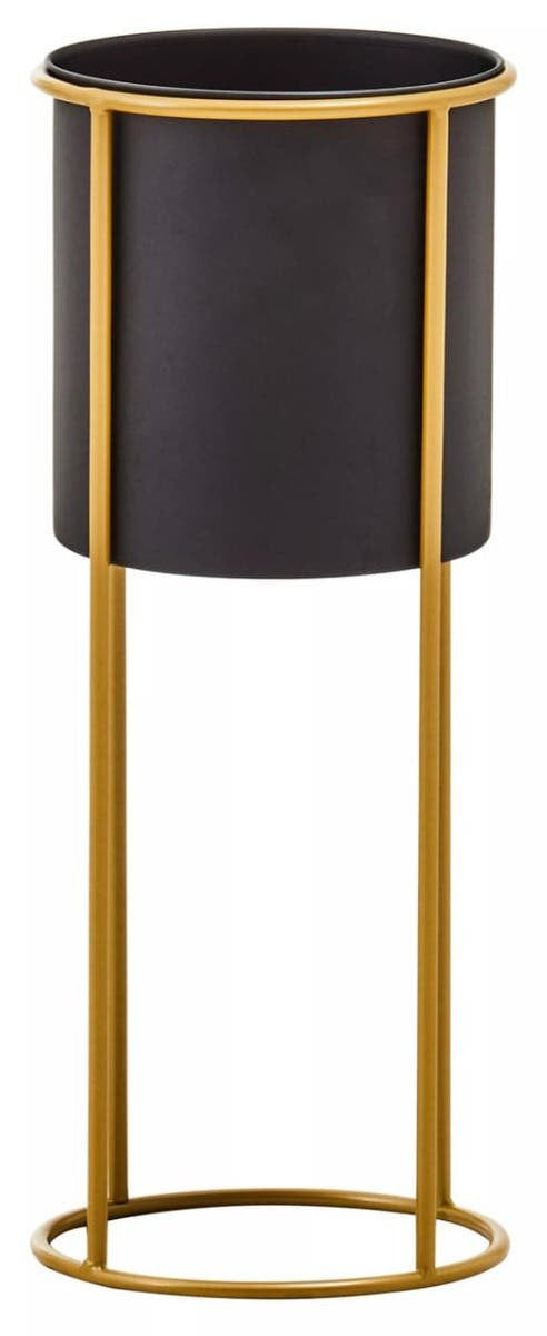 Boston Large Black and Gold Floor Standing Planter