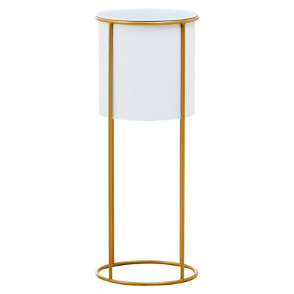 Boston Large White and Gold Floor Standing Planter
