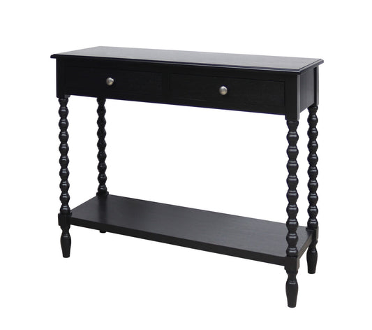 Cambridge Black 2-Drawer Bobble Detail Wooden Console Table