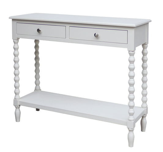 Cambridge Ivory 2-Drawer Bobble Detail Wooden Console Table