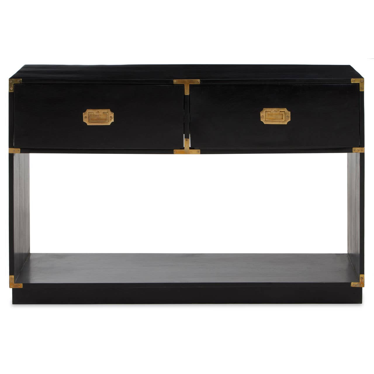 Campaign Black Mango Wood Console Table with 2 Drawers | Bali & Blue