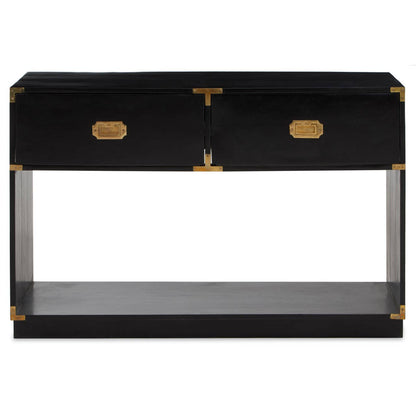 Campaign Black Mango Wood Console Table with 2 Drawers | Bali & Blue
