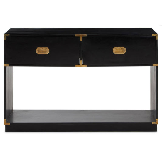 Campaign Black Mango Wood Console Table with 2 Drawers | Bali & Blue