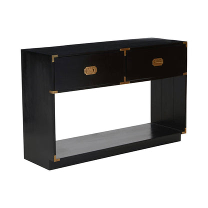 Campaign Black Mango Wood Console Table with 2 Drawers