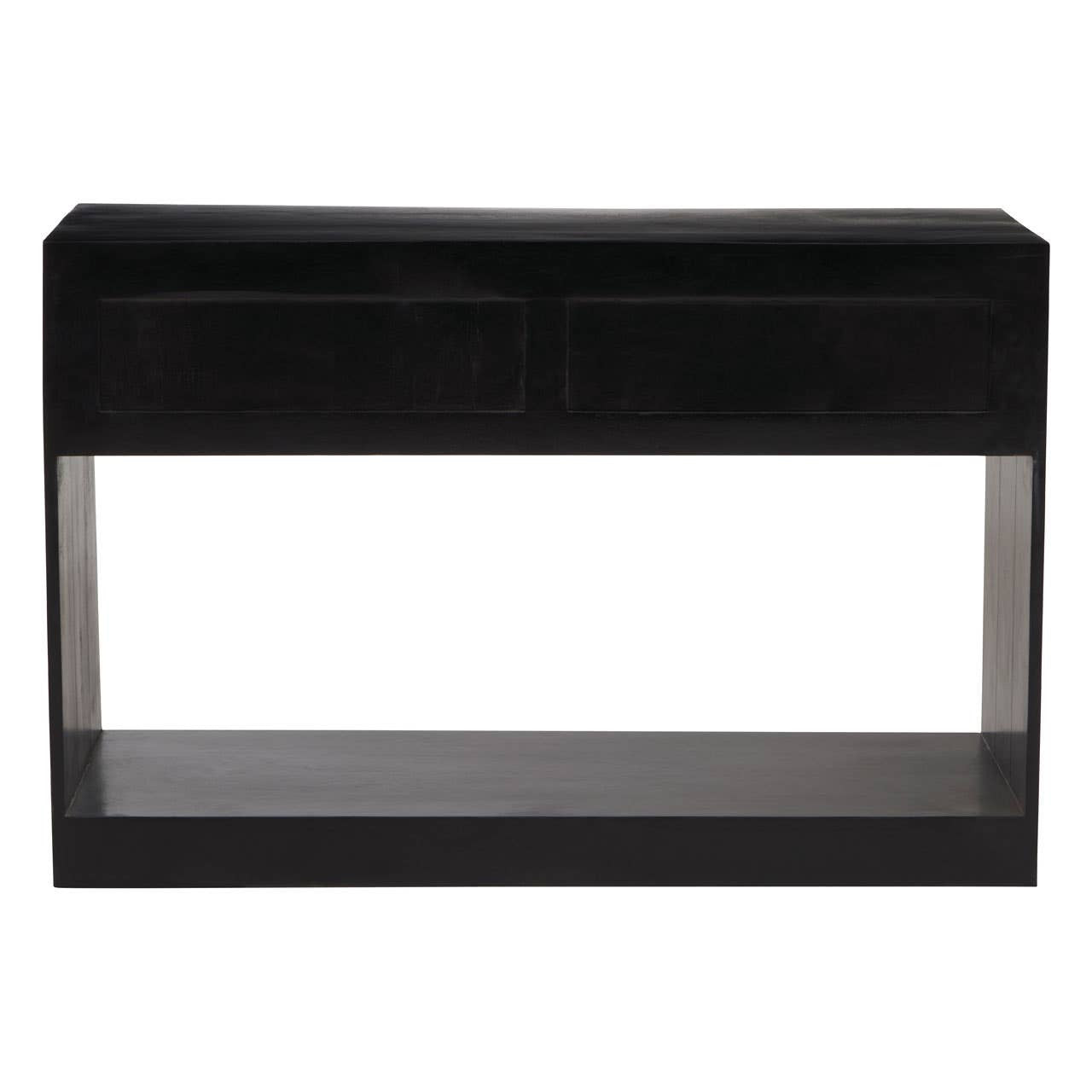 Campaign Black Mango Wood Console Table with 2 Drawers