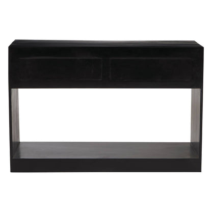 Campaign Black Mango Wood Console Table with 2 Drawers