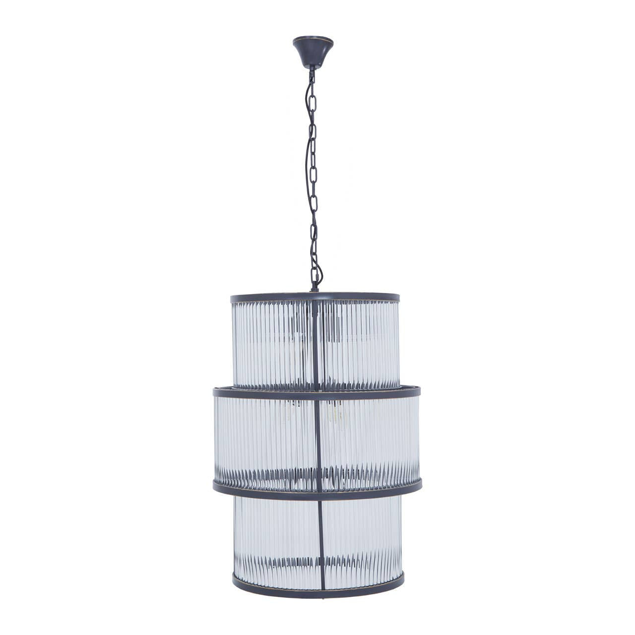 Deco Black 3 Tier Glass Chandelier | Bali & Blue