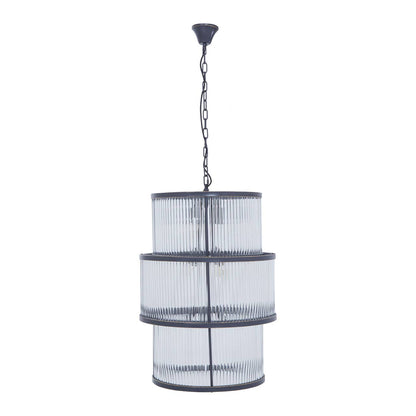 Deco Black 3 Tier Glass Chandelier | Bali & Blue