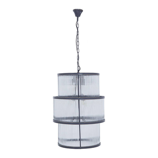 Deco Black 3 Tier Glass Chandelier | Bali & Blue