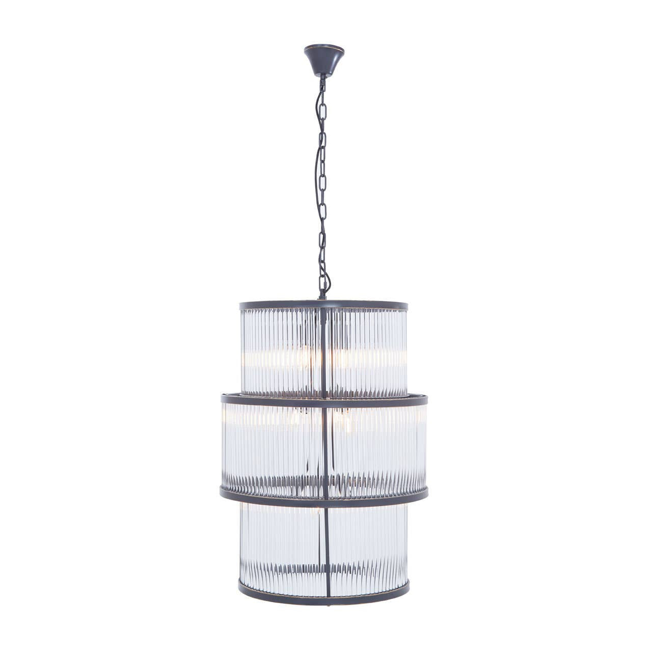 Deco Black 3 Tier Glass Chandelier