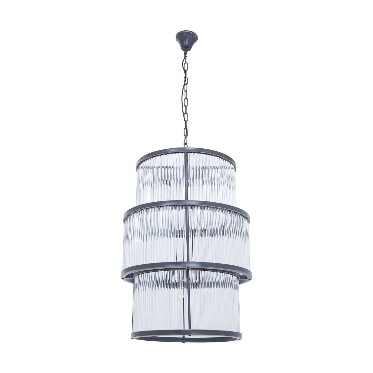 Deco Black 3 Tier Glass Chandelier