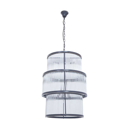 Deco Black 3 Tier Glass Chandelier