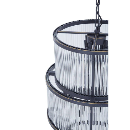 Deco Black 3 Tier Glass Chandelier