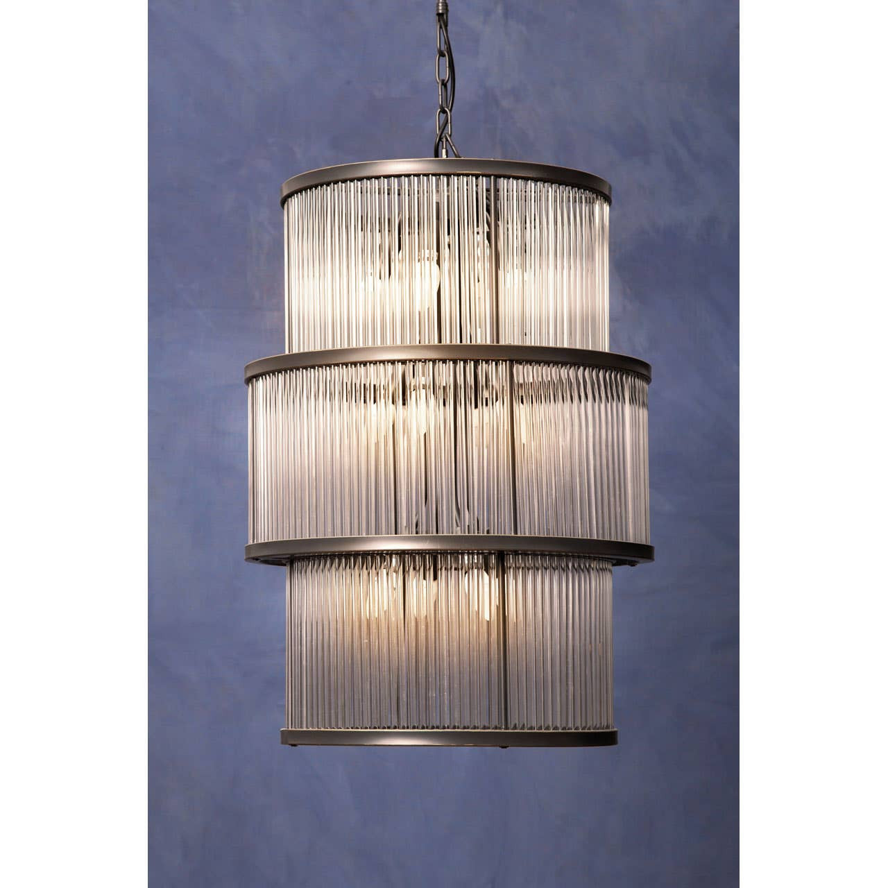 Deco Black 3 Tier Glass Chandelier