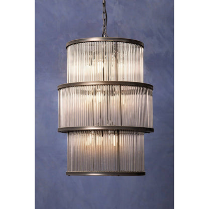 Deco Black 3 Tier Glass Chandelier