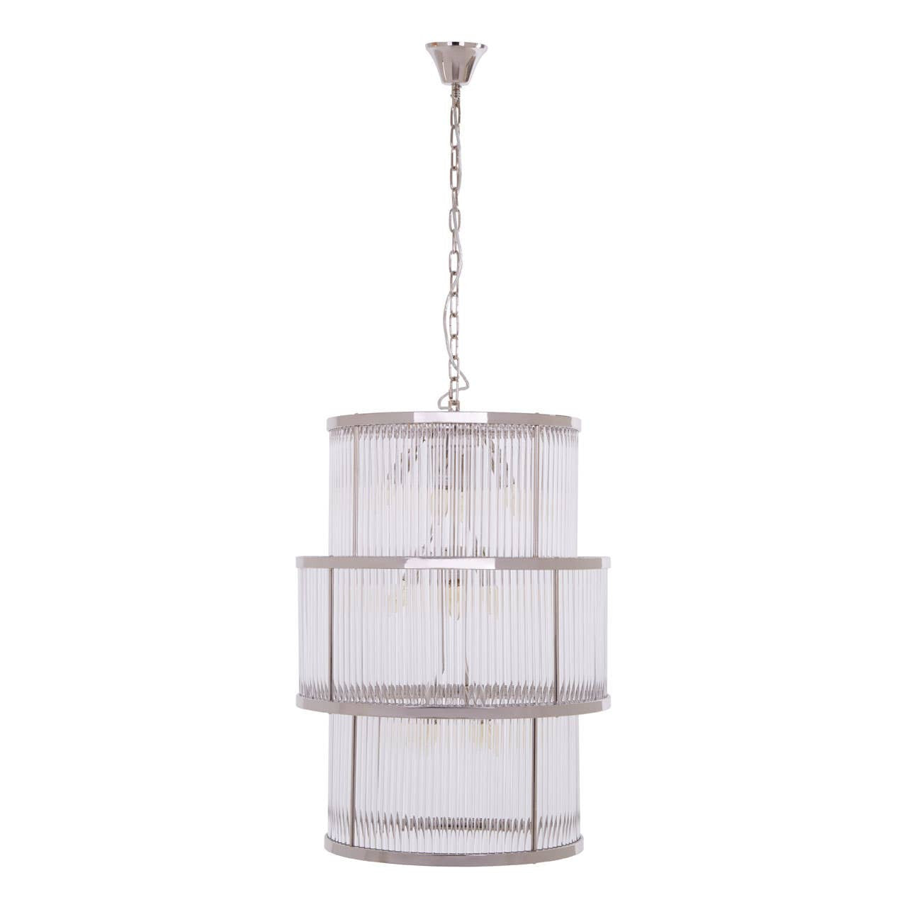 Deco Large Nickel Glass 3 Tier Chandelier | Bali & Blue