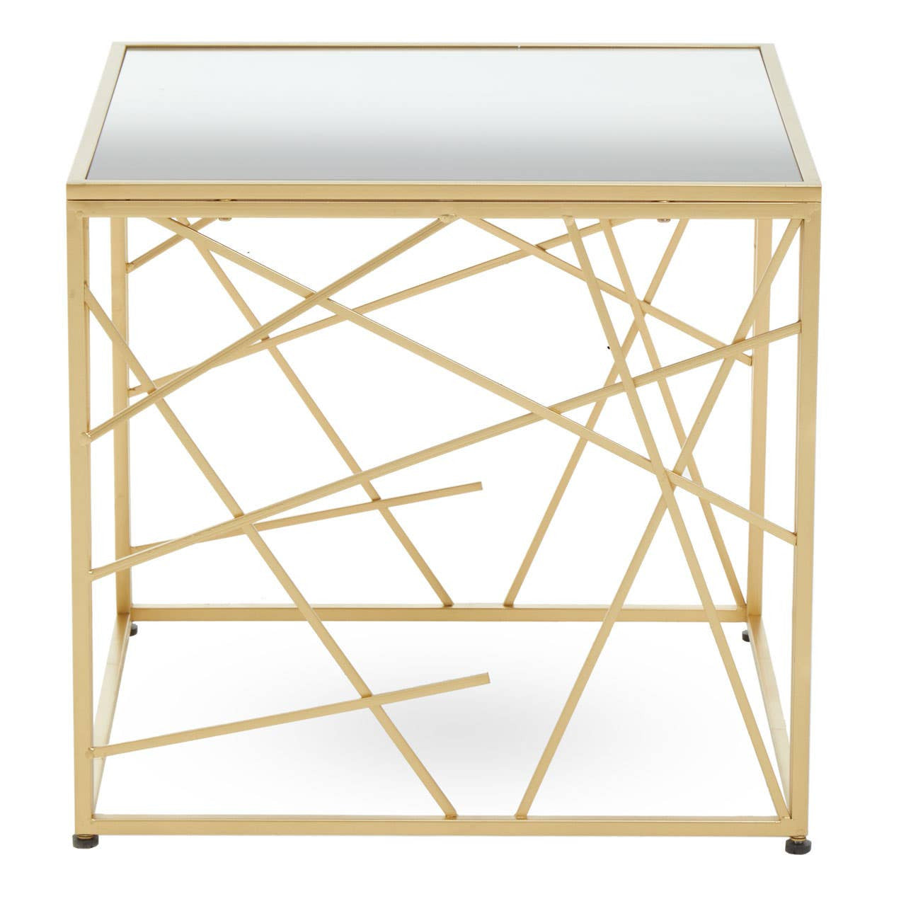 Dubai Industrial Gold Side Table with Mirror Top