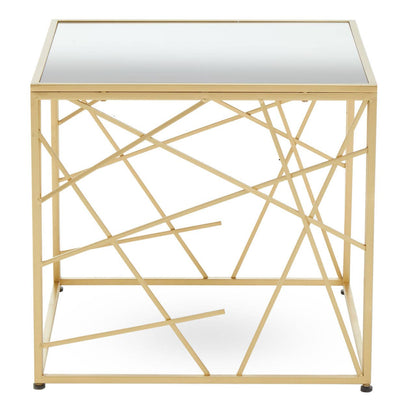 Dubai Industrial Gold Side Table with Mirror Top