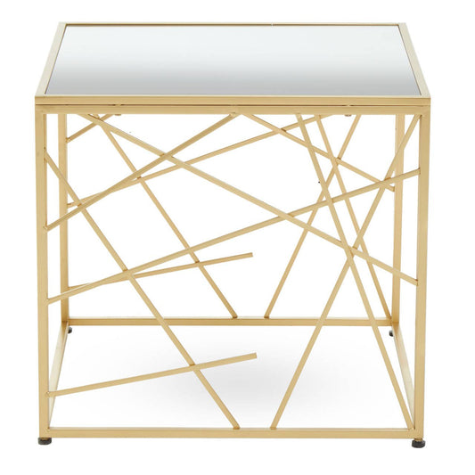 Dubai Industrial Gold Side Table with Mirror Top