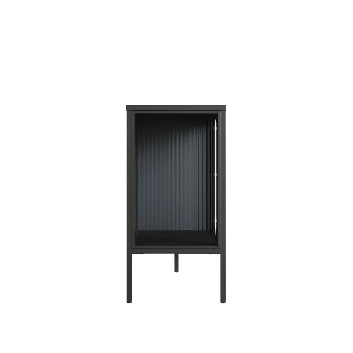 Hudson Industrial Black Metal and Fluted Glass Door Sideboard