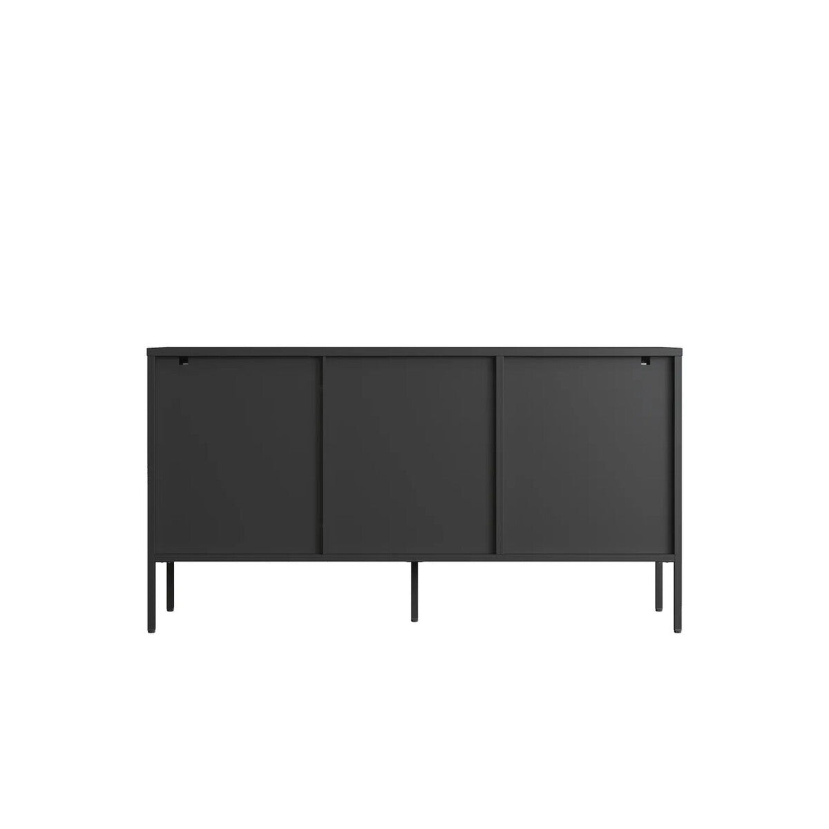 Hudson Industrial Black Metal and Fluted Glass Door Sideboard