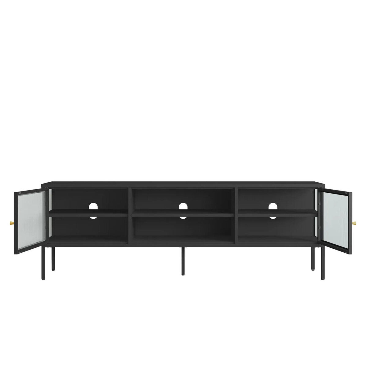 Hudson Black Metal and Fluted Glass Door TV/Media Unit