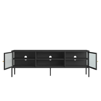 Hudson Black Metal and Fluted Glass Door TV/Media Unit