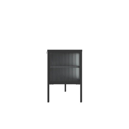 Hudson Black Metal and Fluted Glass Door TV/Media Unit