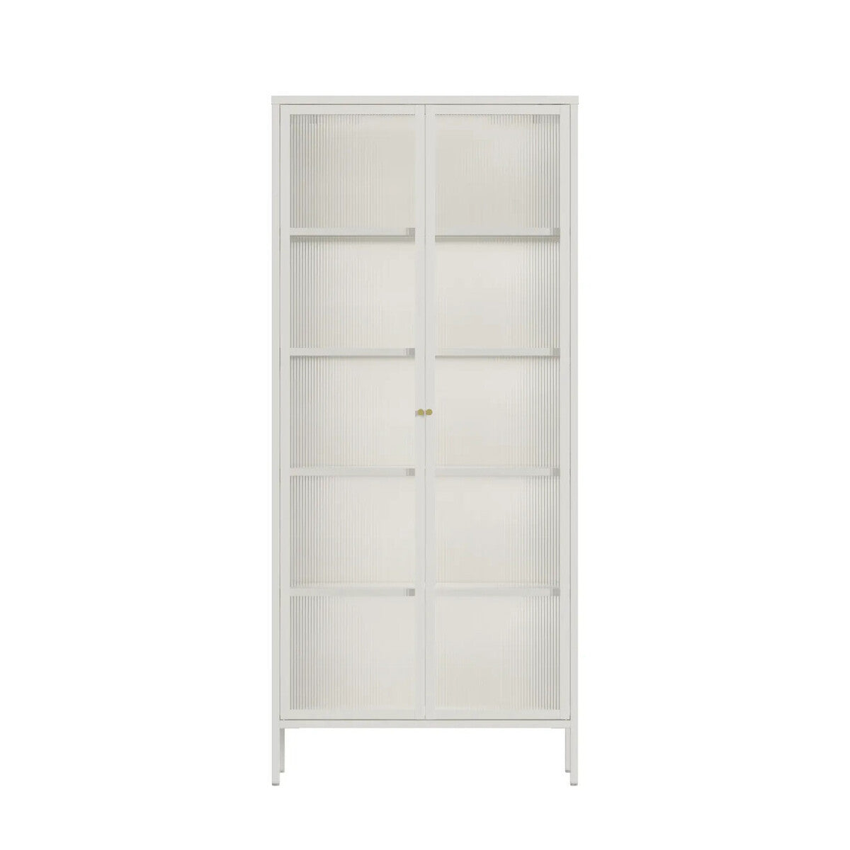 Hudson Luxe Warm White Metal Fluted Glass Door Tall Cabinet