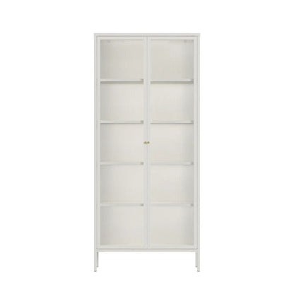 Hudson Luxe Warm White Metal Fluted Glass Door Tall Cabinet