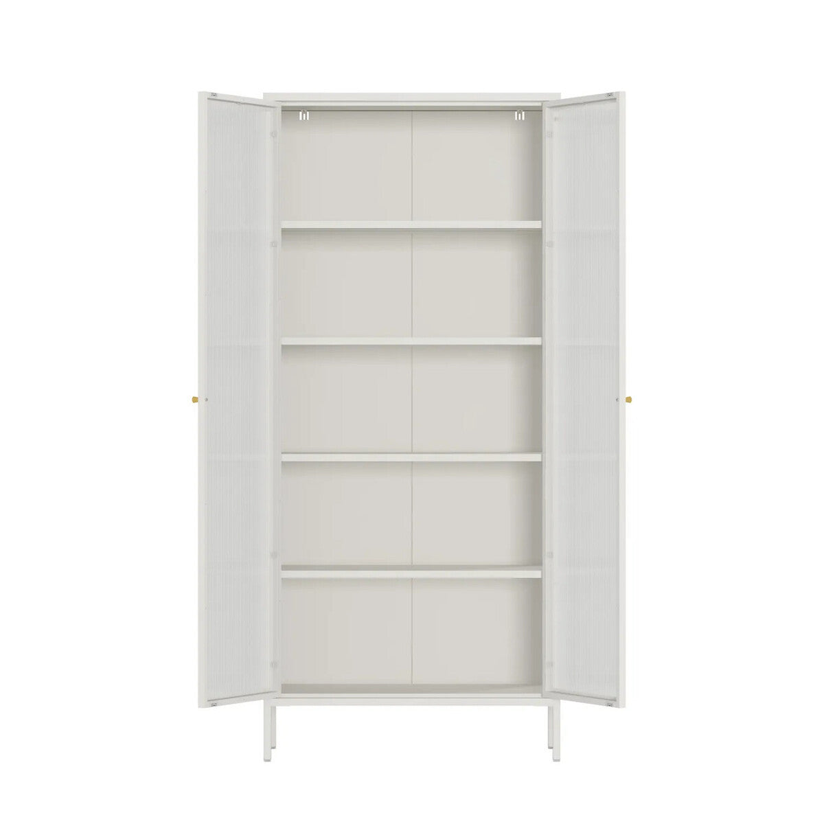 Hudson Luxe Warm White Metal Fluted Glass Door Tall Cabinet
