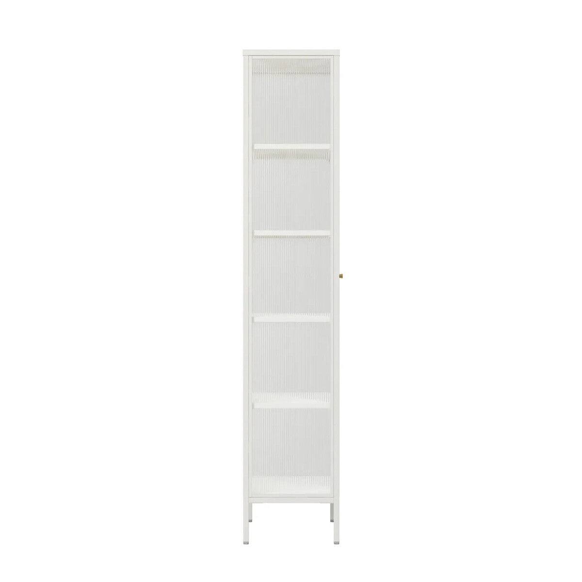 Hudson Luxe Warm White Metal Fluted Glass Door Tall Cabinet