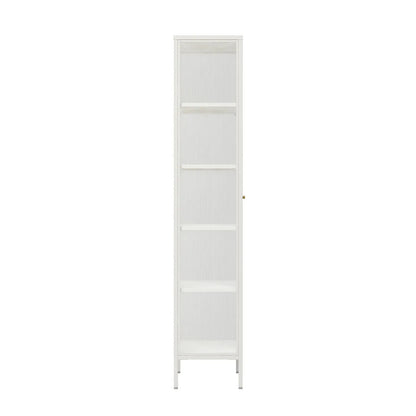 Hudson Luxe Warm White Metal Fluted Glass Door Tall Cabinet