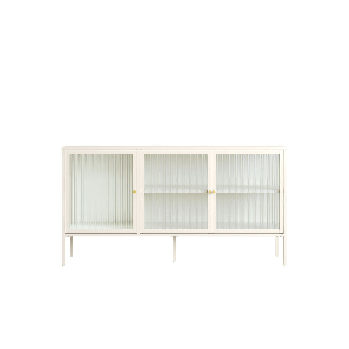 Hudson Luxe Warm White Metal Fluted Glass Door Sideboard