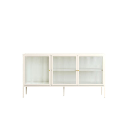 Hudson Luxe Warm White Metal Fluted Glass Door Sideboard
