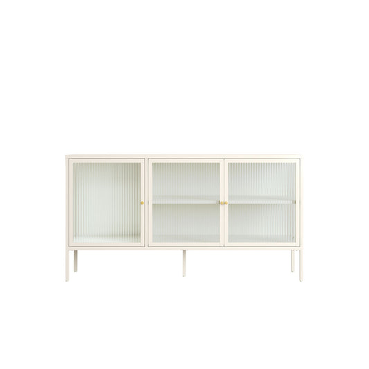 Hudson Luxe Warm White Metal Fluted Glass Door Sideboard