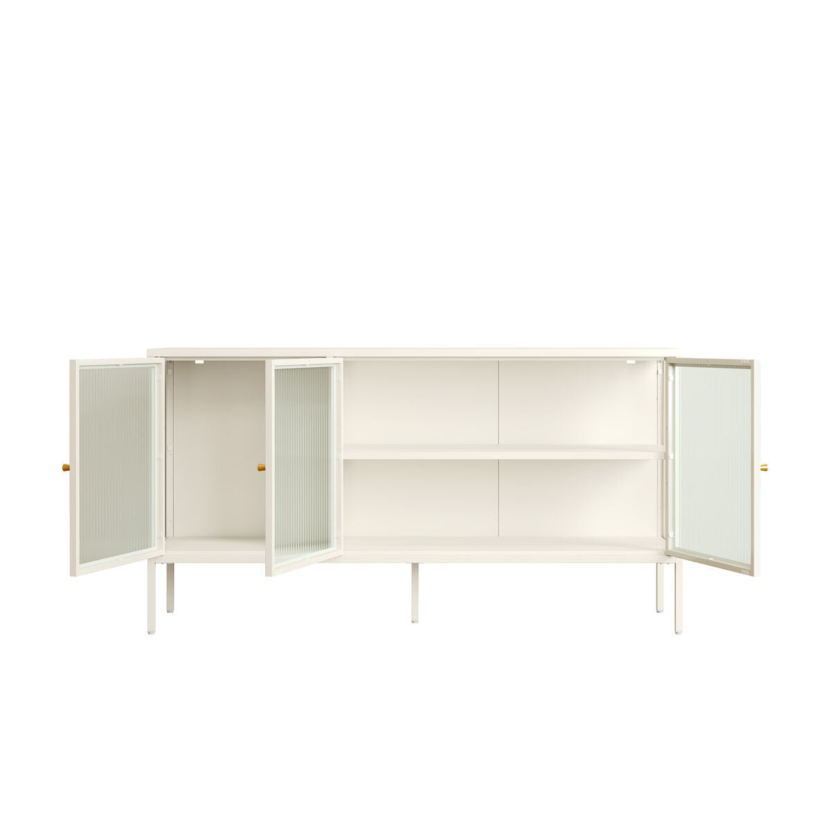 Hudson Luxe Warm White Metal Fluted Glass Door Sideboard