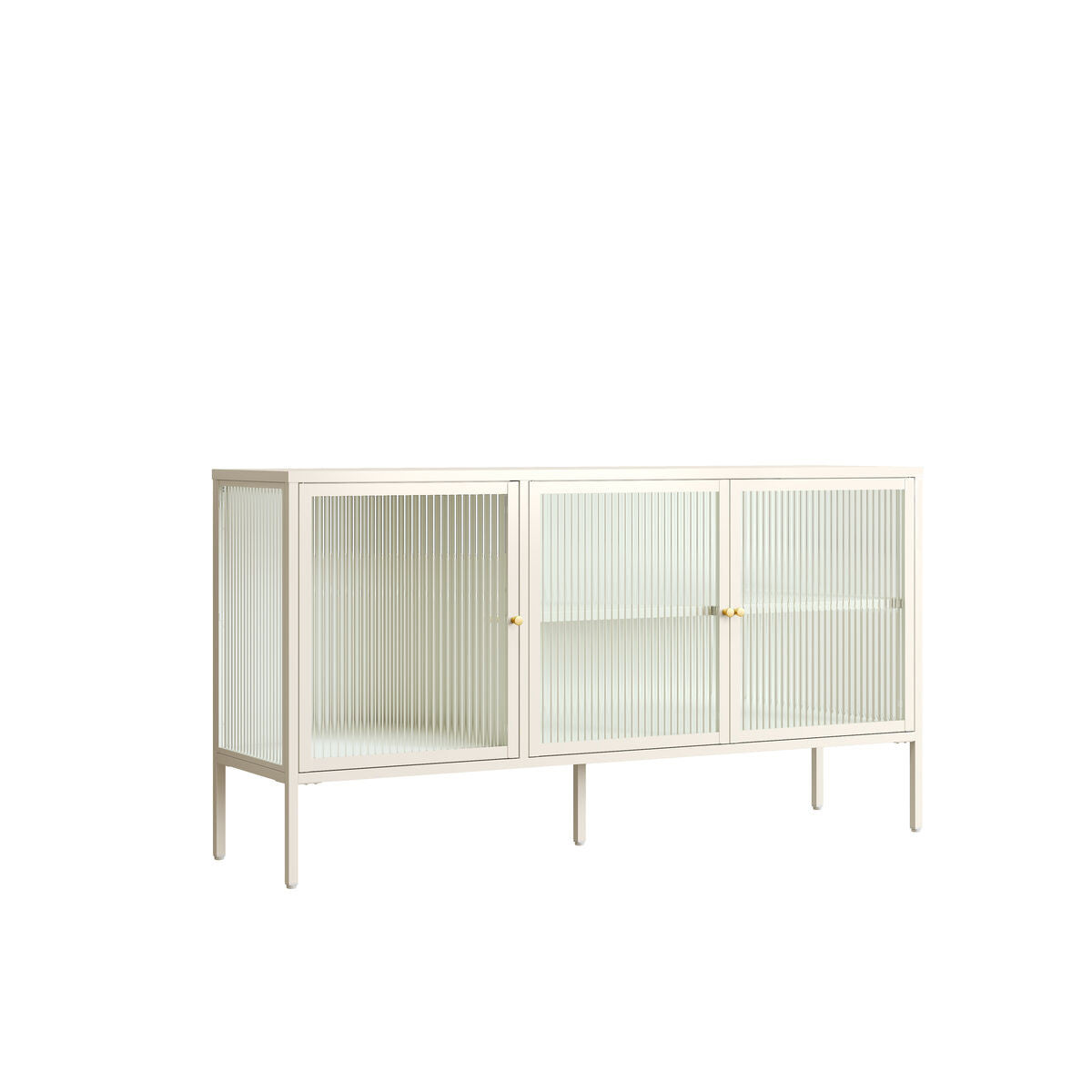Hudson Luxe Warm White Metal Fluted Glass Door Sideboard