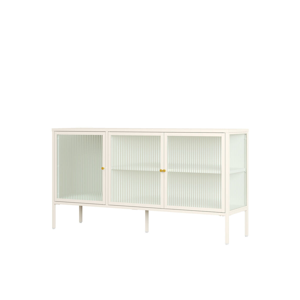 Hudson Luxe Warm White Metal Fluted Glass Door Sideboard