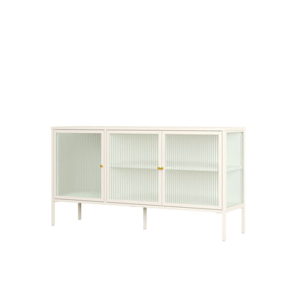Hudson Luxe Warm White Metal Fluted Glass Door Sideboard
