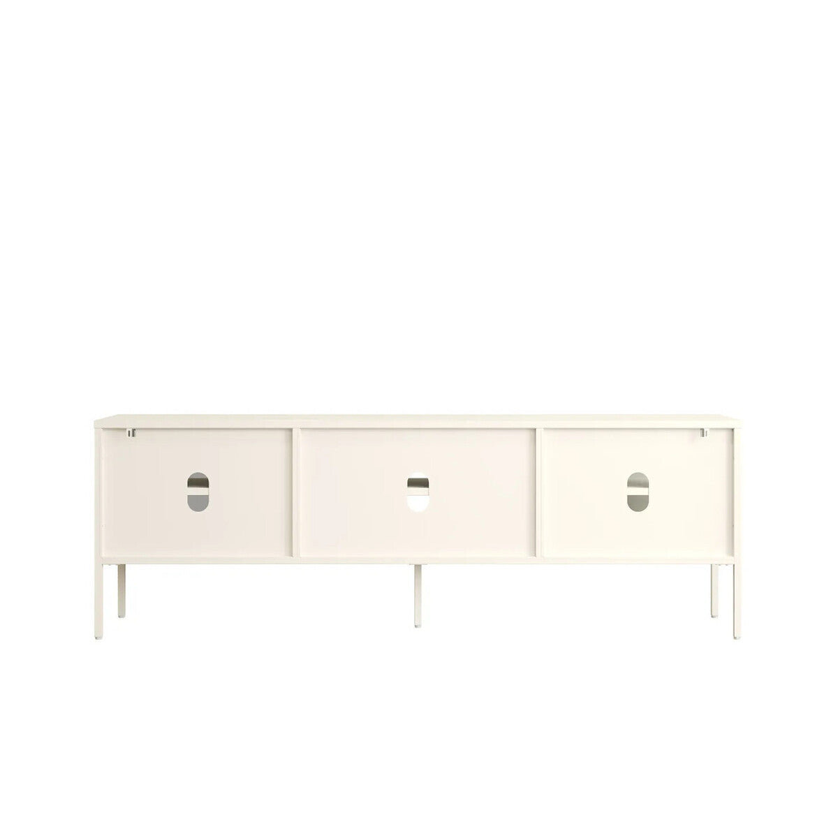 Hudson Warm White Metal Fluted Glass Door TV/Media Unit