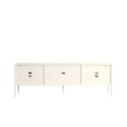 Hudson Warm White Metal Fluted Glass Door TV/Media Unit