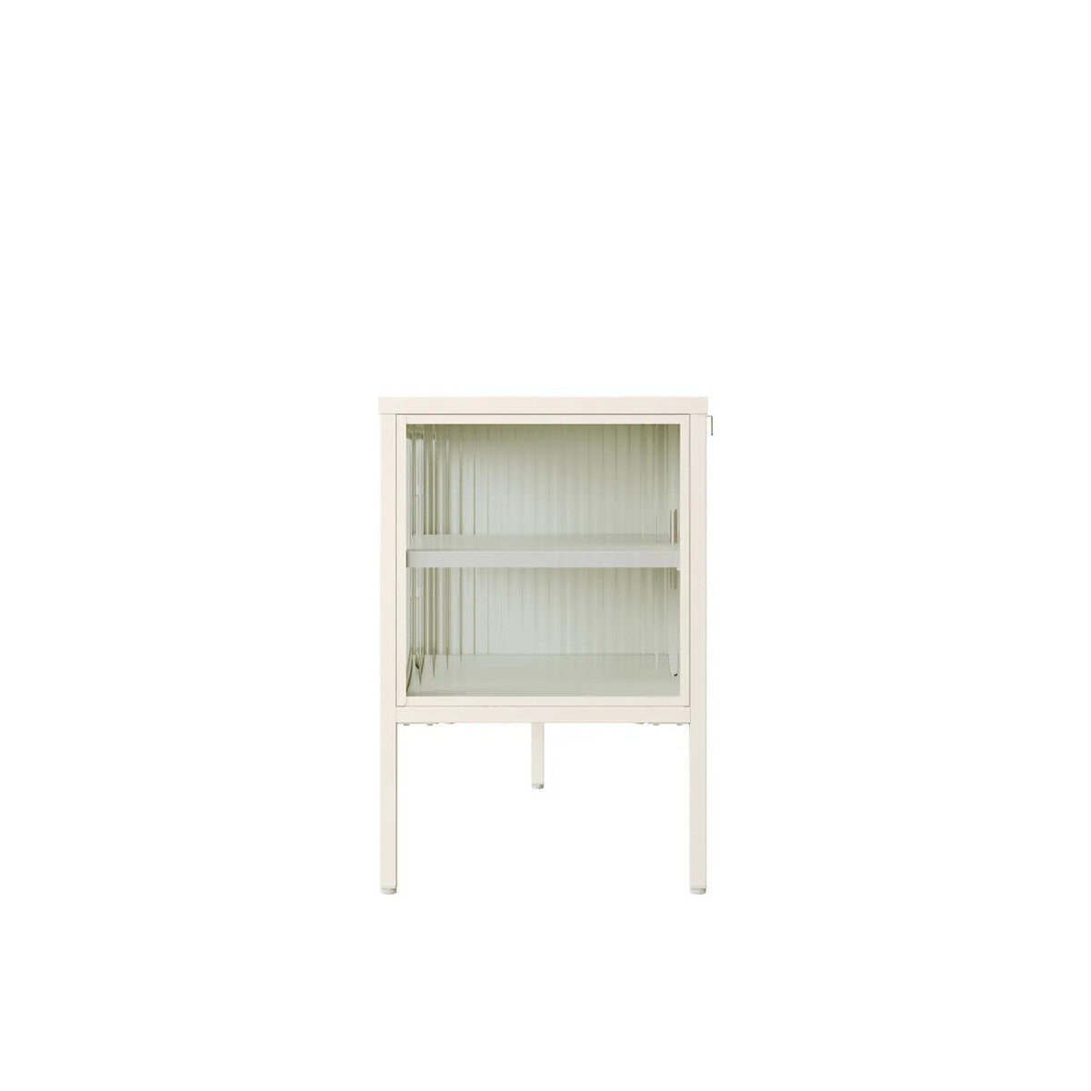 Hudson Warm White Metal Fluted Glass Door TV/Media Unit