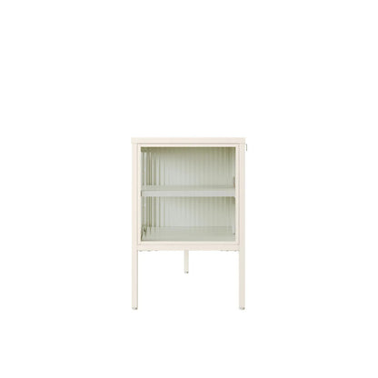Hudson Warm White Metal Fluted Glass Door TV/Media Unit