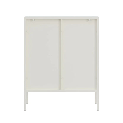 Hudson Warm White Metal and Fluted Glass Door Cabinet