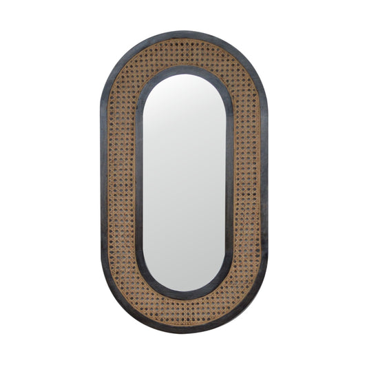 Bahama Rattan Oval Wall Mirror - Black